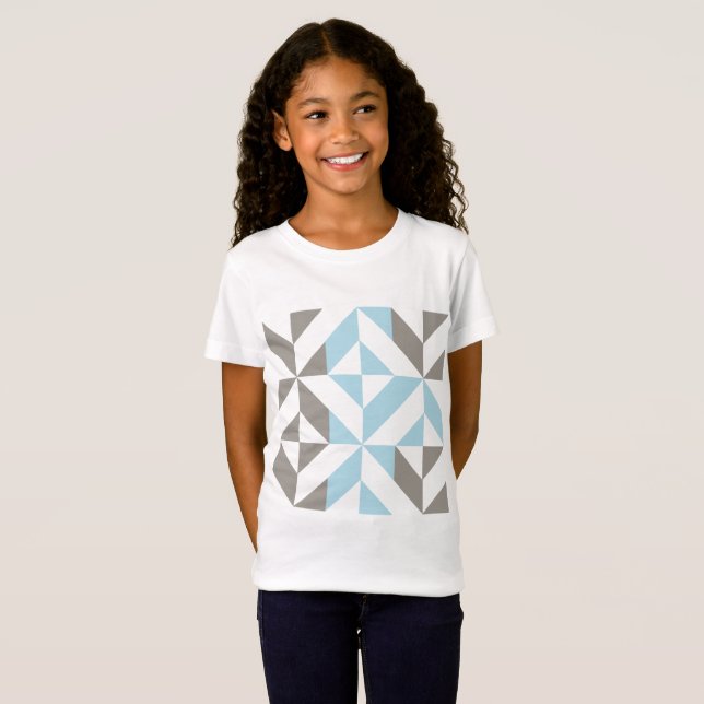 Blue and Silver Geometric ZigZag T-Shirt (Front Full)