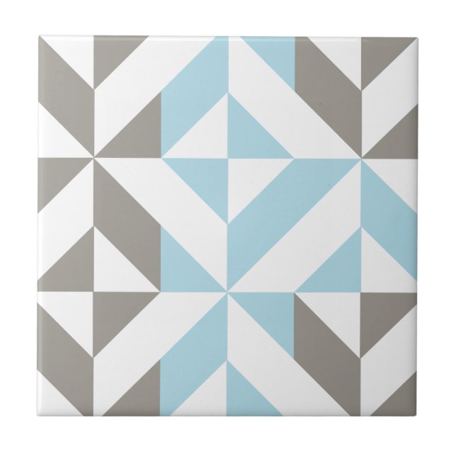 Blue and Silver Geometric ZigZag Tile (Front)