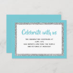 Blue and Silver Glitter Bat Mitzvah Insert Invitation<br><div class="desc">This trendy insert card features bold lettering on the front with a layered look in silver glitter and white,  and a solid coloured back. Add your text using the template form. Change the font,  layout and colours using the Customise feature.</div>