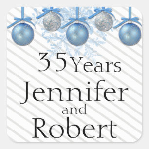 Blue and Silver Glitter Ornaments Envelope Seal