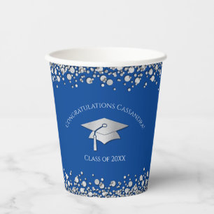 Blue and Silver Graduation Paper Cups