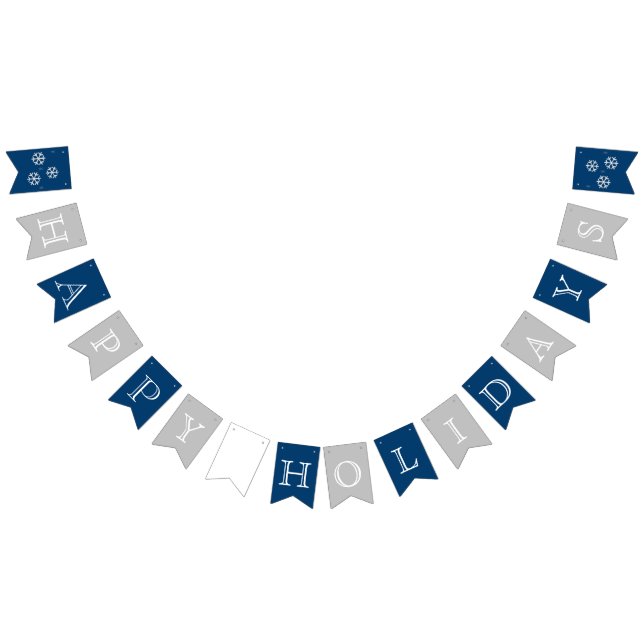 Blue and Silver Happy Holidays Bunting (All)