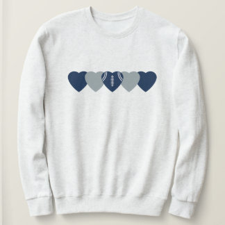 Blue and Silver Heart Football Dark Sweatshirt