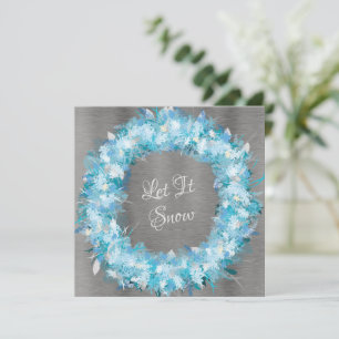 Blue and Silver Holiday Wreath Card