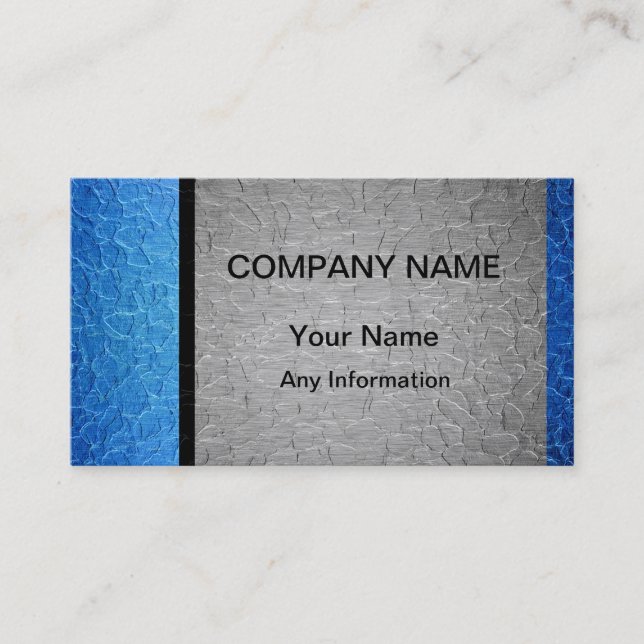 Blue and Silver Luxury Metallic 2 Business Card (Front)