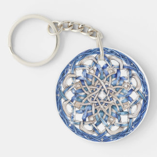 Blue and Silver Mandala Acrylic Keychain