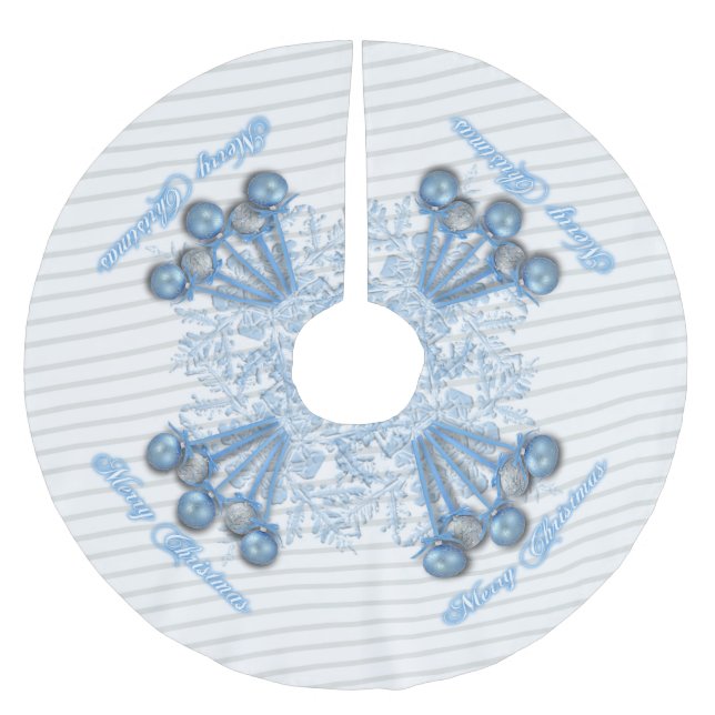 Blue and Silver Ornaments Christmas Tree Skirt (Front)