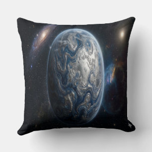 Blue and Silver Planet Cushion