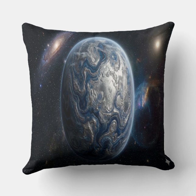 Blue and Silver Planet Cushion (Back)