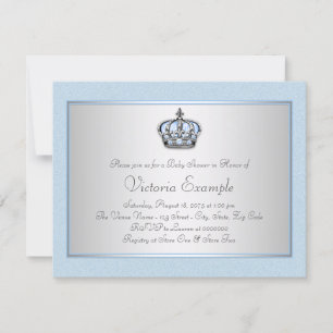 Blue and Silver Prince Baby Shower Invitation