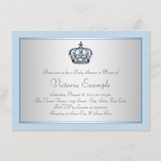 Blue and Silver Prince Baby Shower Invitation