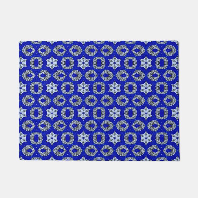 blue and silver psychedelic pattern doormat (Front)