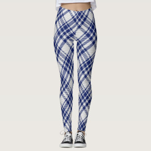 Blue and Silver Royal Stewart tartan pattern Leggings