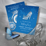 Blue and Silver Shoe Cinderella Sweet 16 Birthday  Save The Date<br><div class="desc">Looking for Cinderella themed birthday party ideas for your big day? Create your own unique, elegant save the dates on a beautiful DIY template that is easily personalised. The original fairy tale art by Raphaela Wilson depicts a beautiful glass slipper shoe with a crystal butterfly, pumpkin shaped horse carriage, midnight...</div>