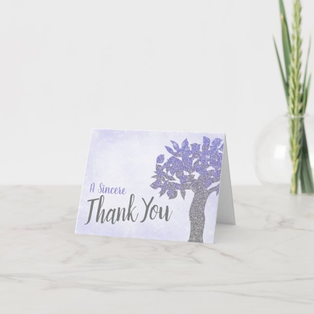 Blue and Silver Sincere Thank You Card (Front)