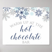 Blue and Silver Snowflake Hot Chocolate Bar Sign