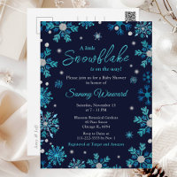 Blue and Silver Snowflakes Winter Baby Shower