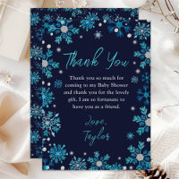 Blue and Silver Snowflakes Winter Baby Shower