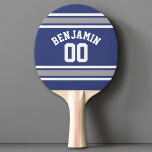 Blue and Silver Sports Jersey Custom Name Number Ping Pong Paddle