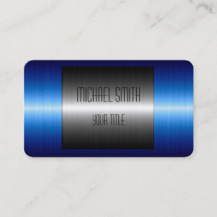 Blue and Silver Stainless Steel Metal Business Card