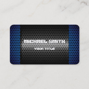 Blue and Silver Stainless Steel Metal Hole Business Card