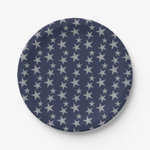 Blue and Silver Stars Paper Plate