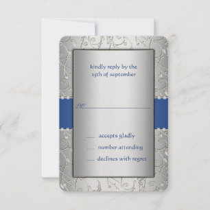 Blue and Silver Swirl Wedding RSVP Card