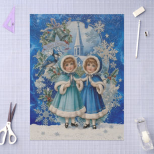 Blue and Silver Victorian Christmas Tissue Paper