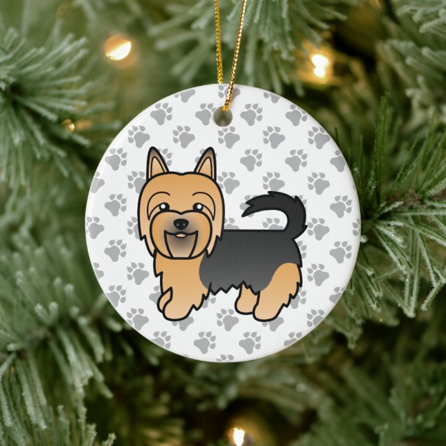 Blue And Tan Australian Terrier Cute Cartoon Dog Ceramic Tree Decoration (Tree)