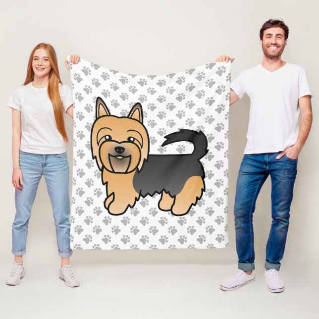 Blue And Tan Australian Terrier Cute Cartoon Dog Fleece Blanket (In Situ)
