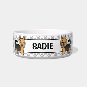 Blue And Tan Australian Terrier Cute Dogs & Name Bowl