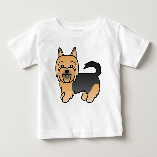 Blue And Tan Australian Terrier Dog Caricature Art Baby T-Shirt (Front)