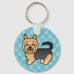 Blue And Tan Australian Terrier Dog Cartoon Design Key Ring