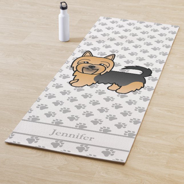 Blue And Tan Australian Terrier Dog & Name Yoga Mat (In Situ)