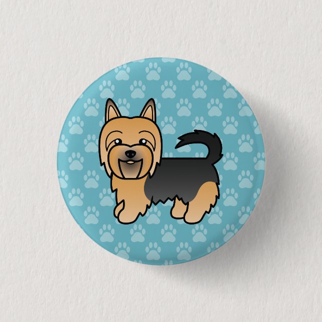 Blue And Tan Australian Terrier Dog On Blue 3 Cm Round Badge (Front)