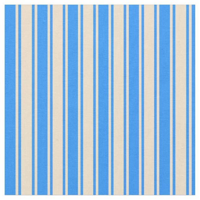 Blue and Tan Coloured Lines/Stripes Pattern Fabric (Close Up)