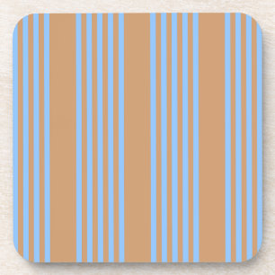 Blue and tan five stripe pattern coaster