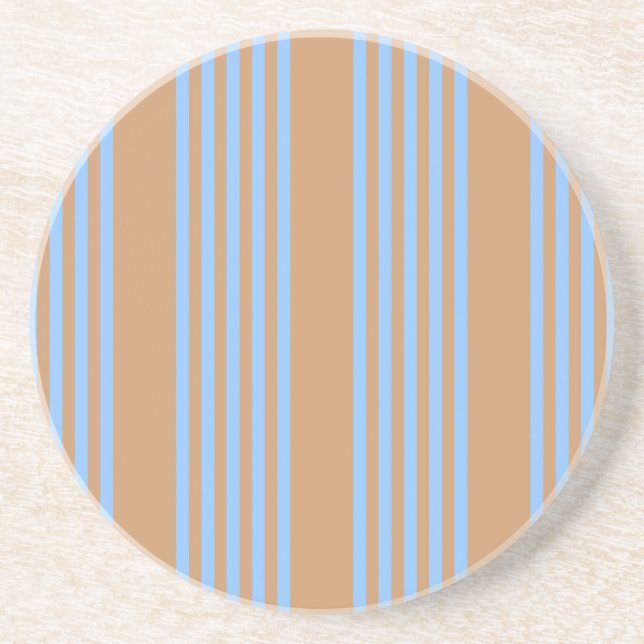 Blue and tan five stripe pattern coaster (Front)