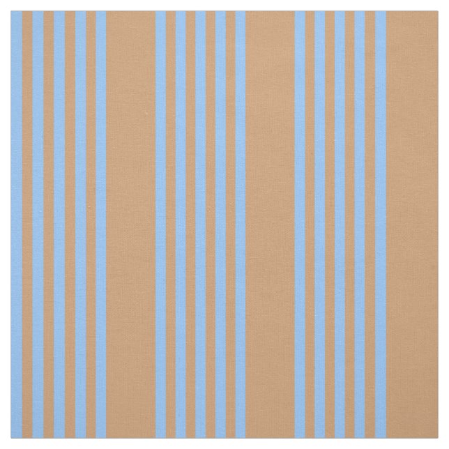 Blue and tan five stripe pattern fabric (Swatch)