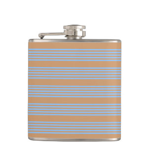 Blue and tan five stripe pattern hip flask