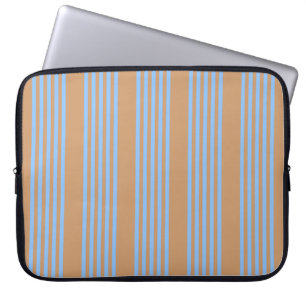Blue and tan five stripe pattern laptop sleeve