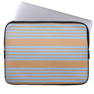 Blue and tan five stripe pattern laptop sleeve