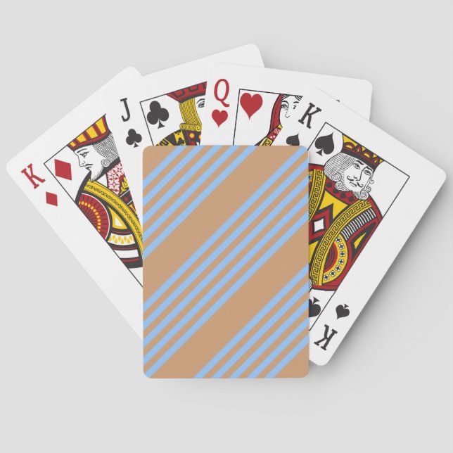 Blue and tan five stripe pattern playing cards (Back)