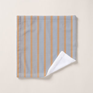 Blue and tan five stripe pattern wash cloth