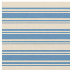 Blue and Tan Lines/Stripes Pattern Fabric