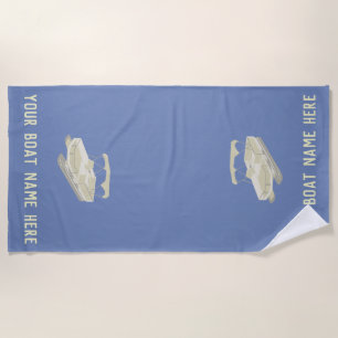 Blue and Tan Personalised Pontoon Boat Beach Towel
