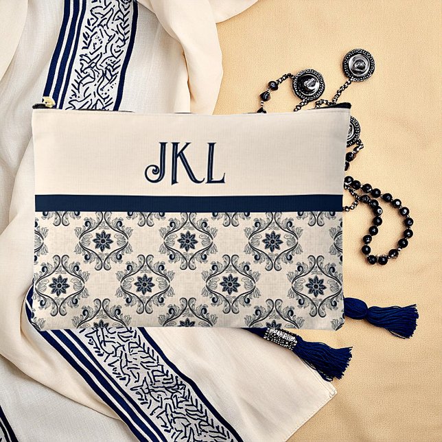 Blue and tan vintage monogram accessory pouch (Creator Uploaded)