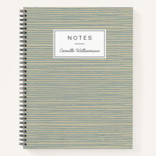 Blue and Taupe Abstract Lines Pattern  Notebook