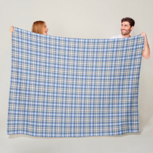 Blue and Taupe Tartan Plaid Pattern Fleece Blanket
