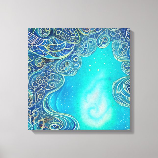 Blue and Teal Abstract Art Canvas Print (Front)